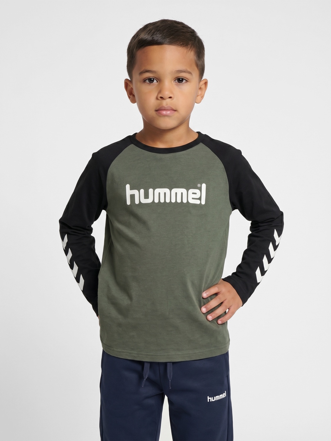 Hummel Junior Logo T-Shirt Long Sleeve Castor Gray