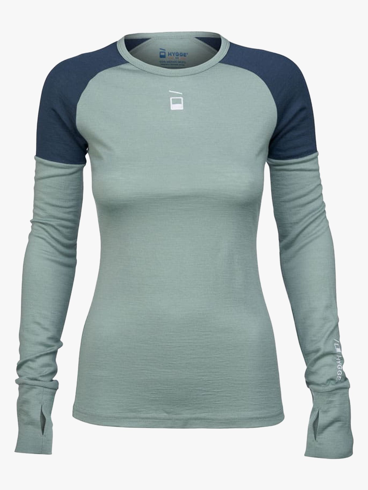 Hygge Women's Hyggewool 180 Crew Neck Light Green / Navy