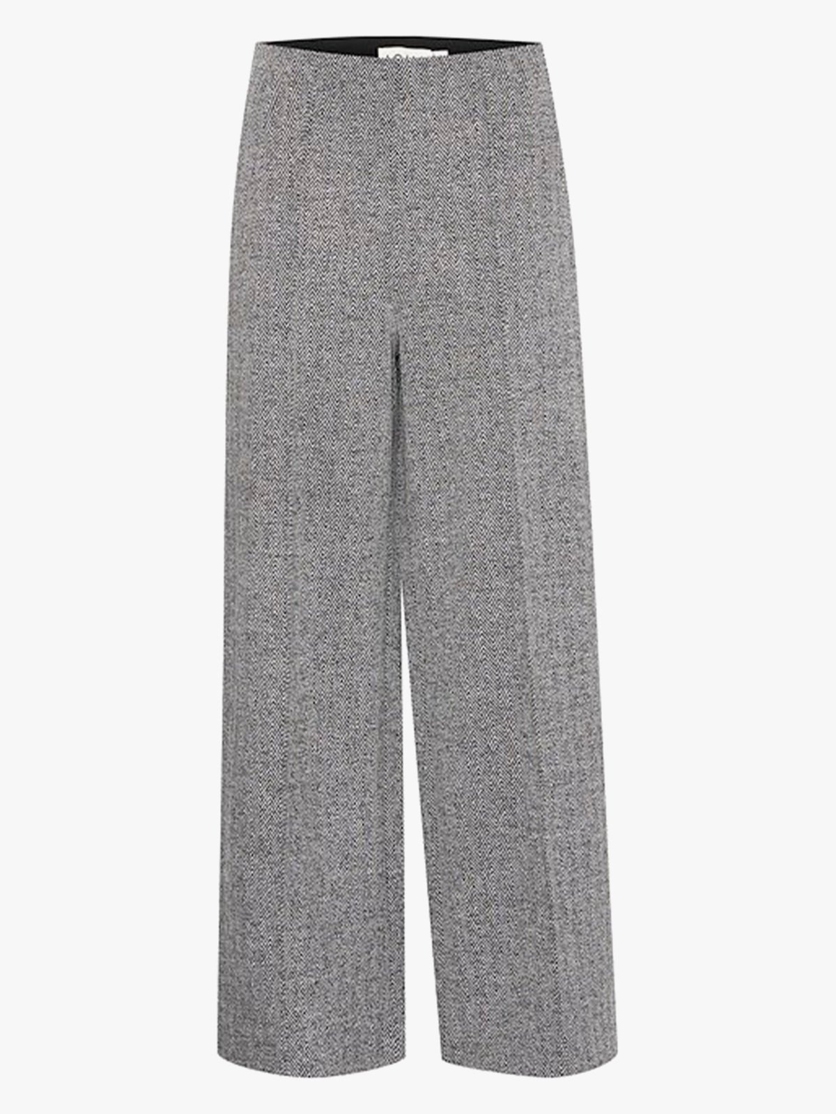 Ichi Kate Jacquard Pant 9 Black/White Herringbone