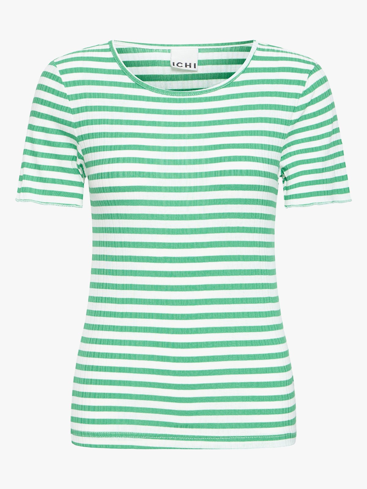 Ichi Cella Short Sleeve Kelly Green / Cloud Dancer