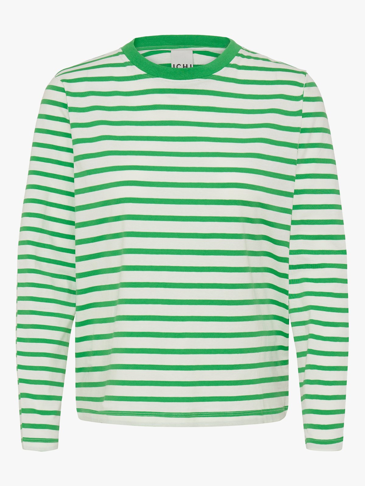 Ichi Mira Loose Long Sleeve 3 Kelly Green / Cloud Dancer