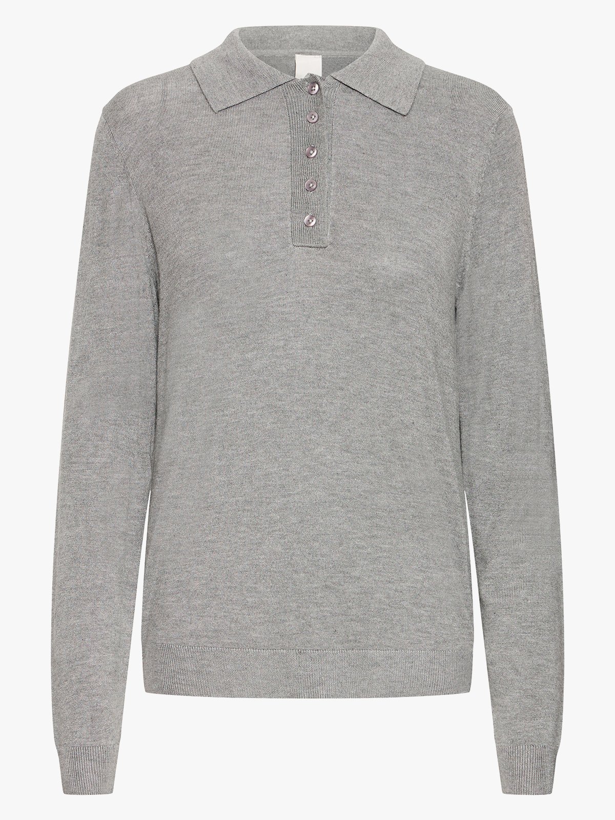 Ichi Mafa Polo Long Sleeve Grey Melange