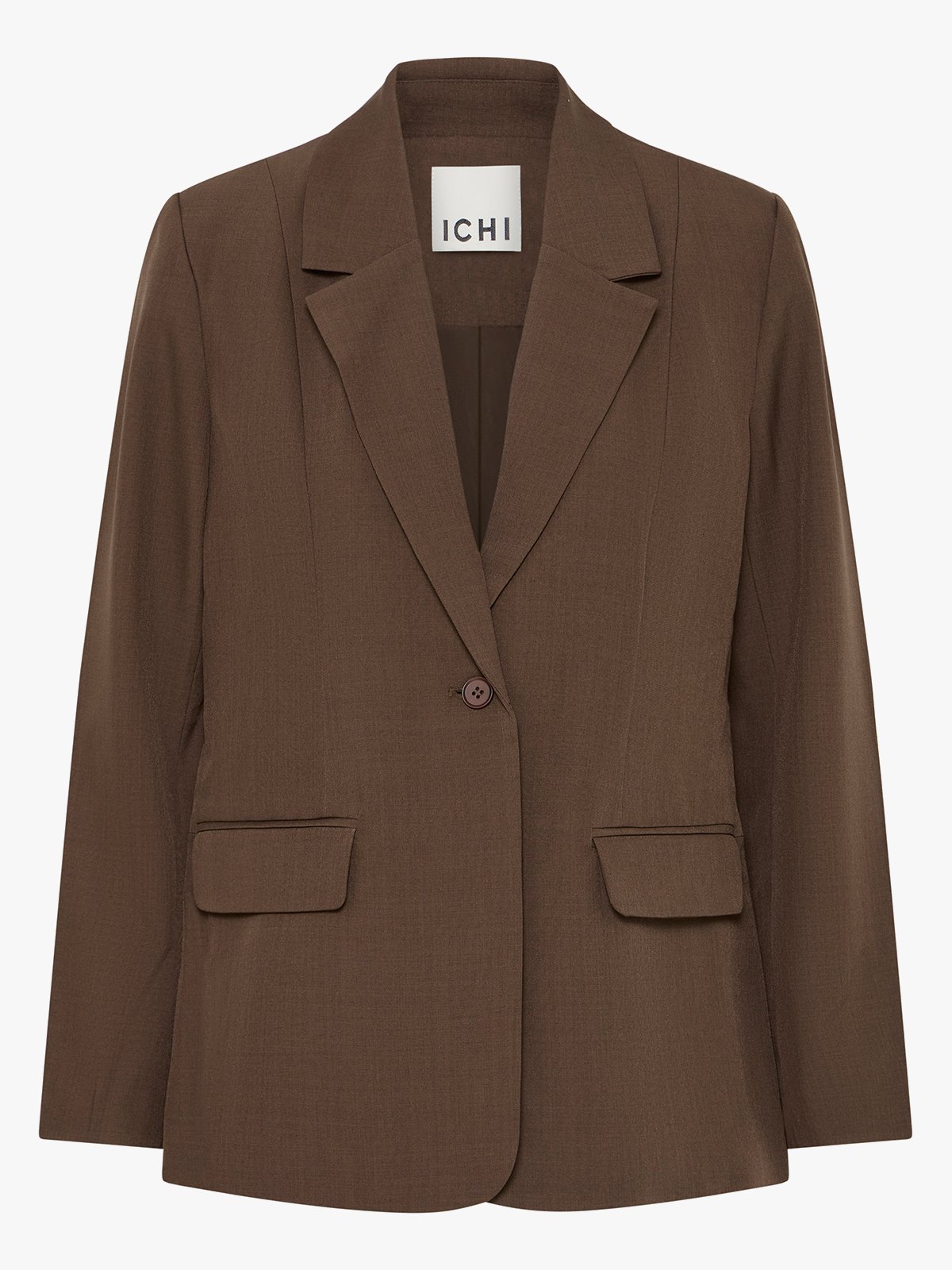 Ichi Fava Long Blazer Slate Black Melange