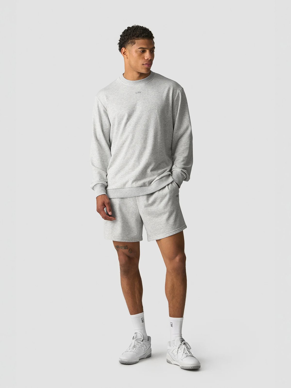 ICIW Everyday Relaxed Unbrushed Sweat Shorts Light Grey Melange