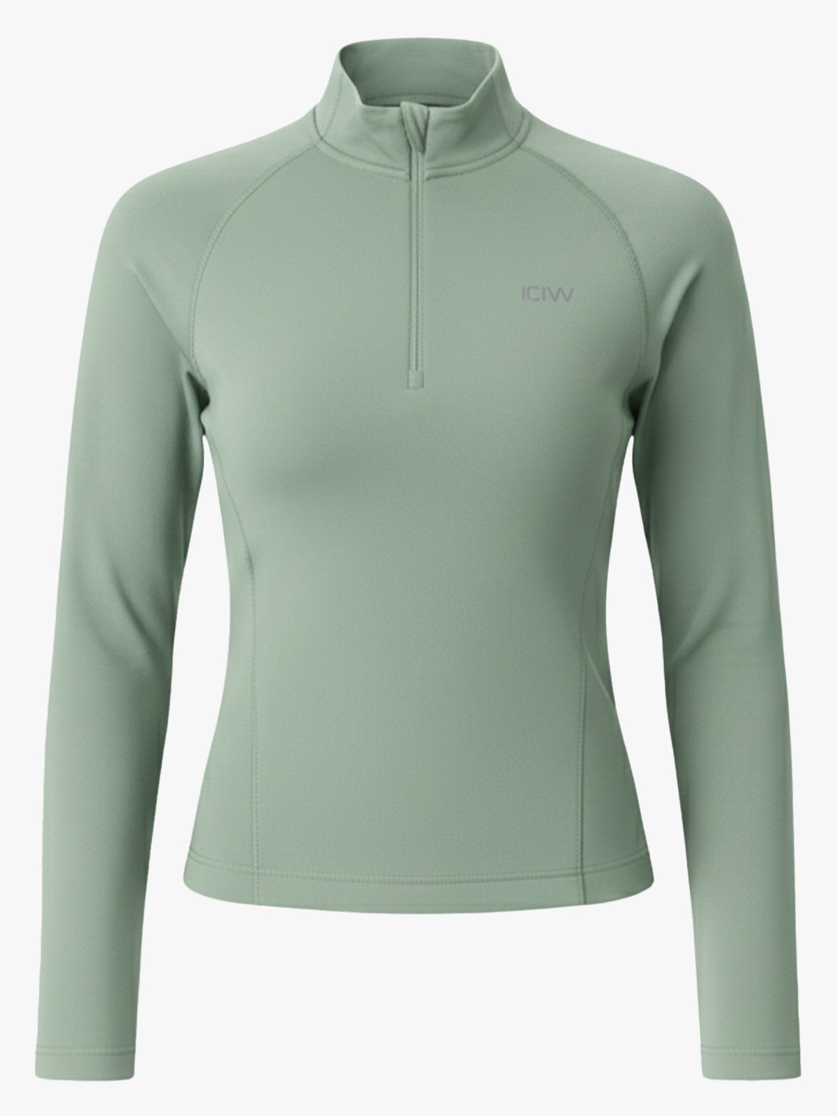 ICIW Define Seamless Invisible 1/2 Zip Long Sleeve Light Moss Green
