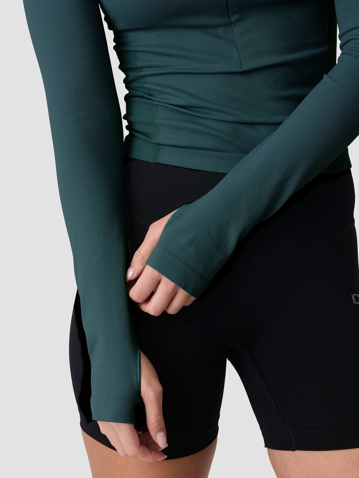 ICIW Define Seamless Invisible 1/2 Zip Long Sleeve Petrol Green