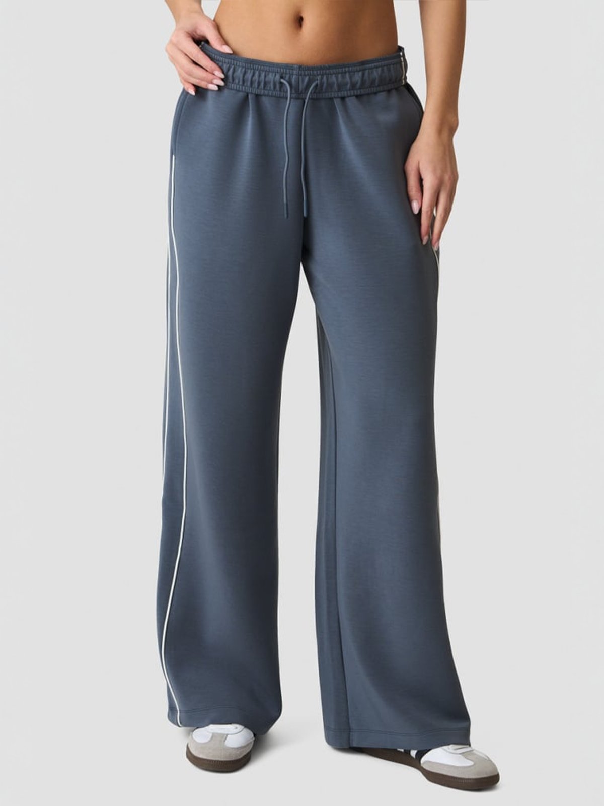 ICIW Contrast Straight Leg Pants Misty Blue