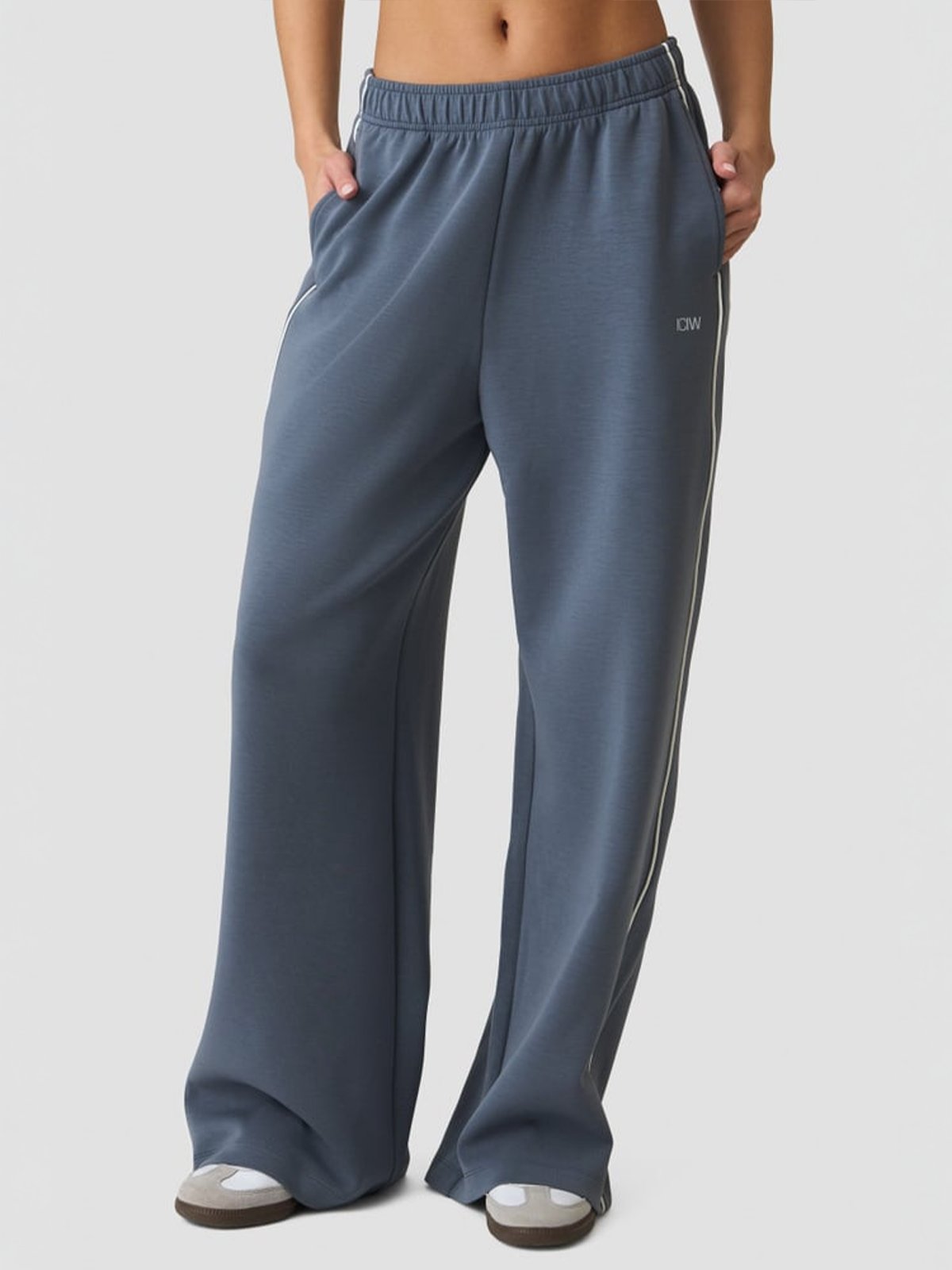 ICIW Contrast Straight Leg Pants Misty Blue