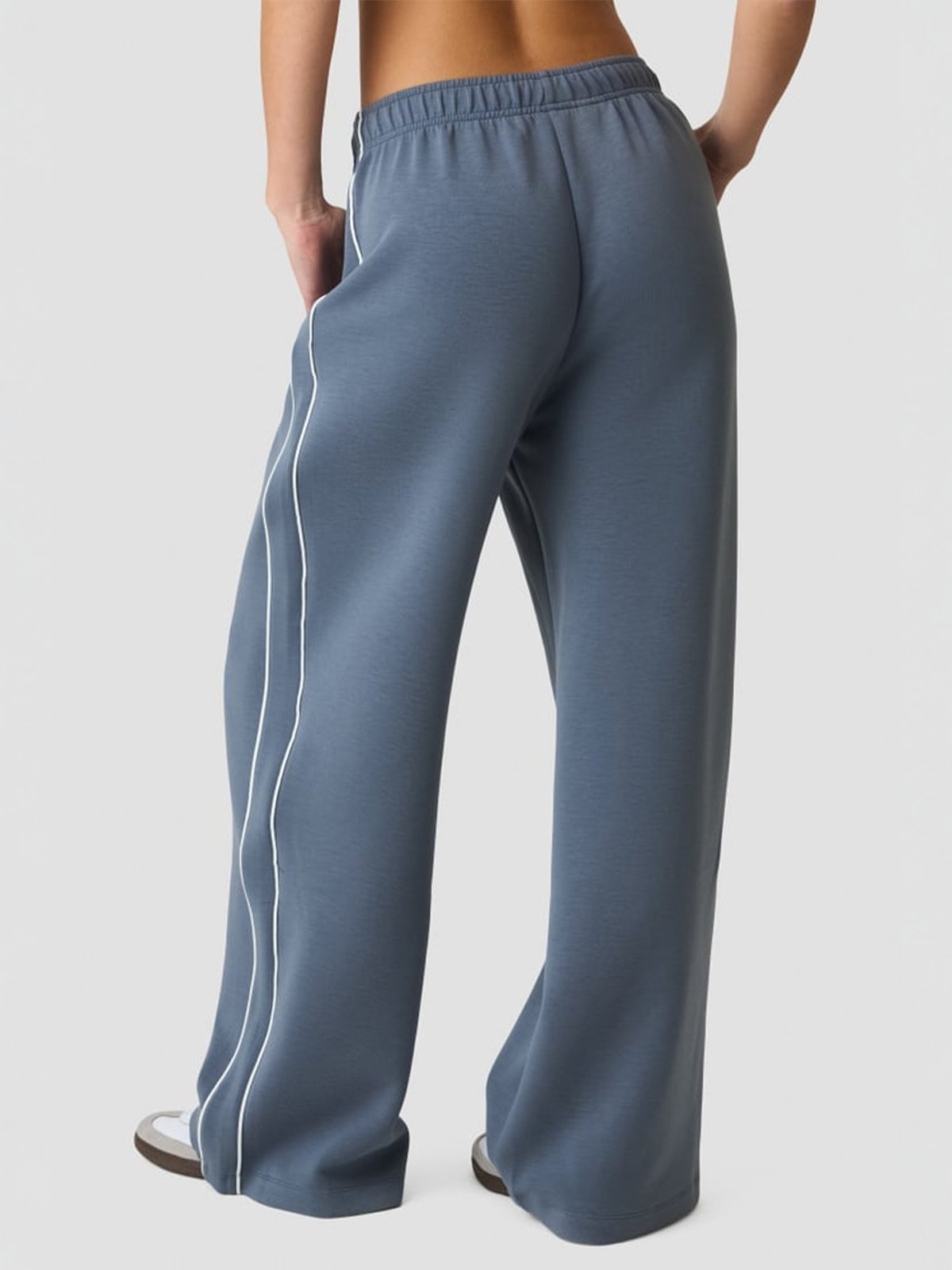 ICIW Contrast Straight Leg Pants Misty Blue