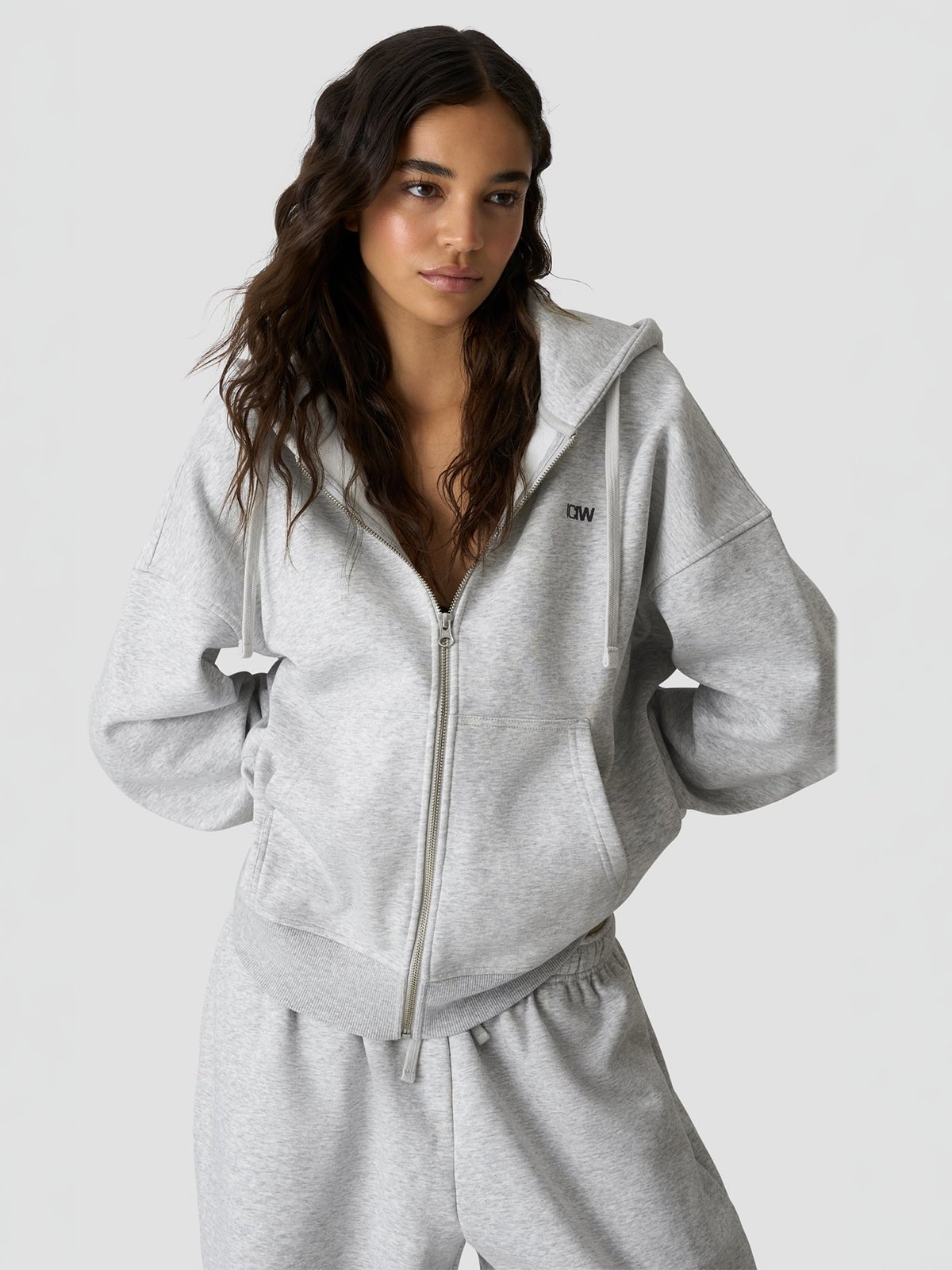 ICIW Everyday Relaxed Hoodie Zip Light Grey Melange