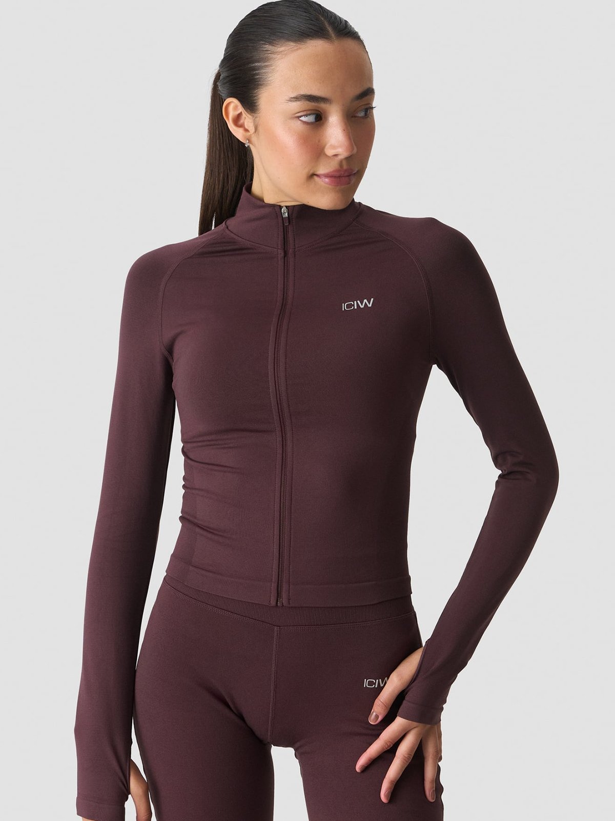 ICIW Smooth Seamless Zip Jacket Espresso