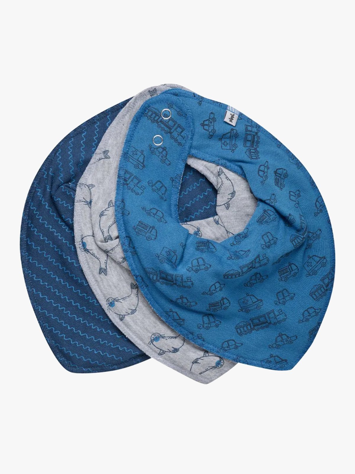 Pippi Bandana Bib Boy AOP (3-pack) Vallarta Blue