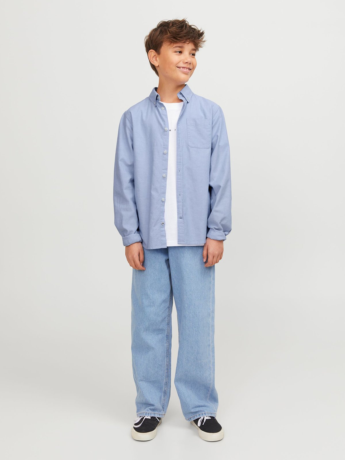 Jack and Jones Junior Junior Oxford Shirt Long Sleeve Cashmere Blue