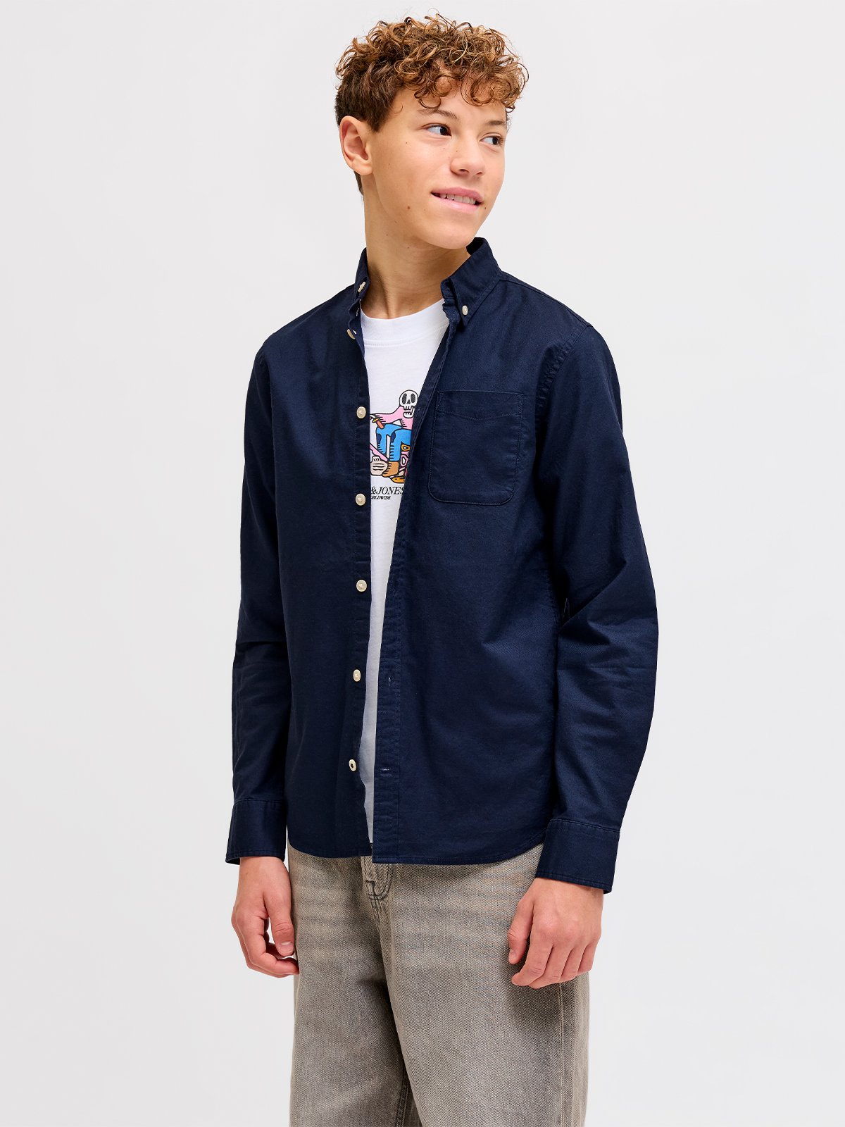 Jack and Jones Junior Junior Oxford Shirt Long Sleeve Navy Blazer