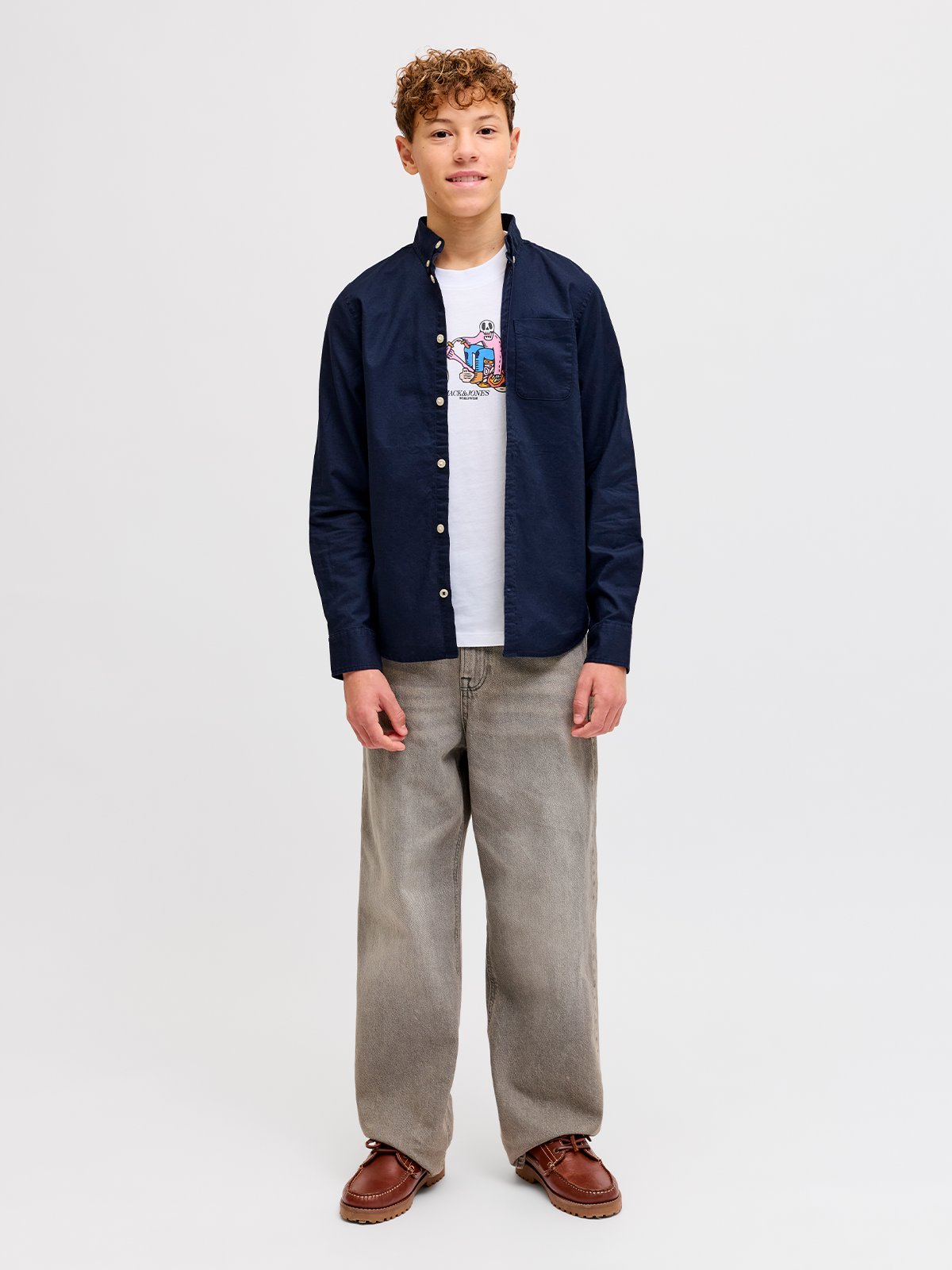 Jack and Jones Junior Junior Oxford Shirt Long Sleeve Navy Blazer