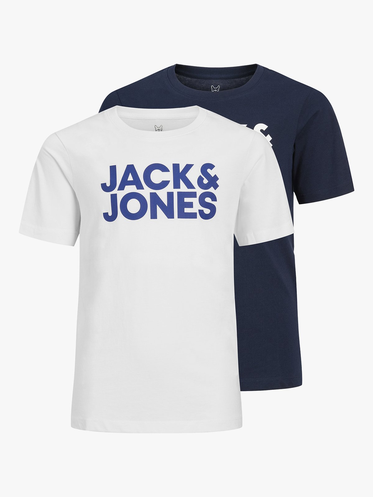 Jack and Jones Junior Corp Logo Tee 2-Pack Navy Blazer