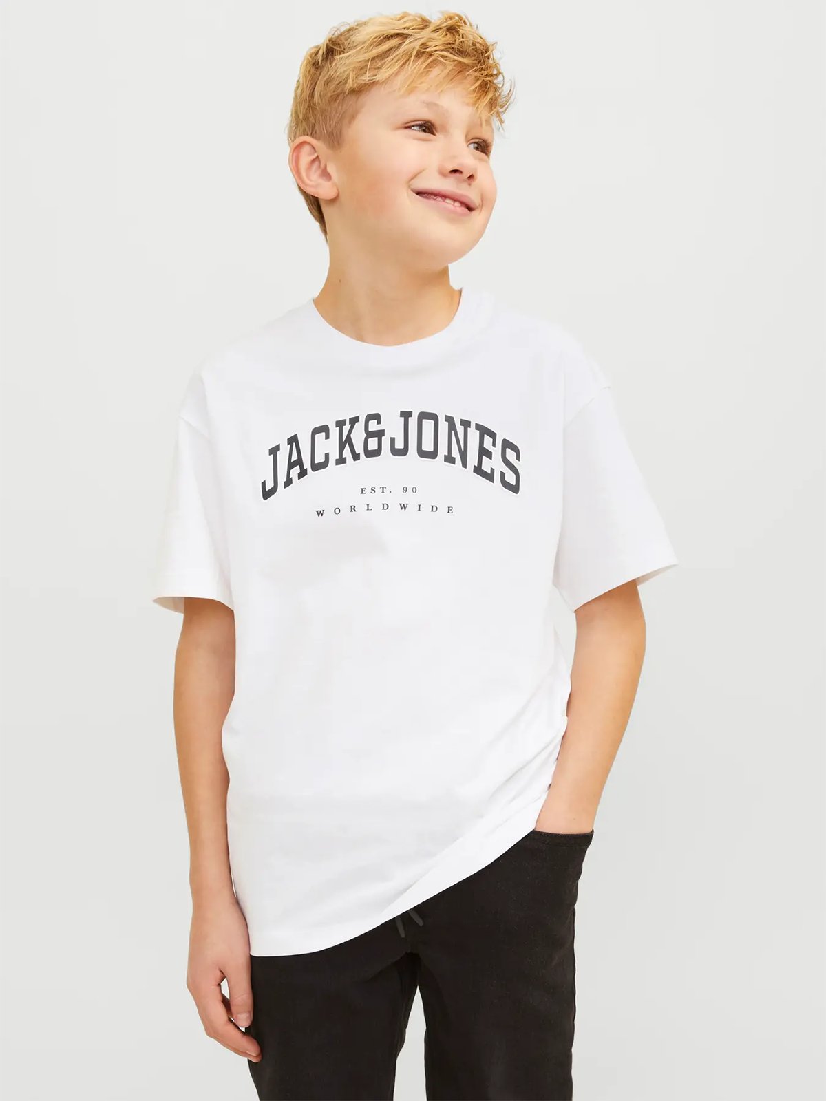 Jack and Jones Junior Junior Caleb Varsity Tee Short Sleeve O-Neck White