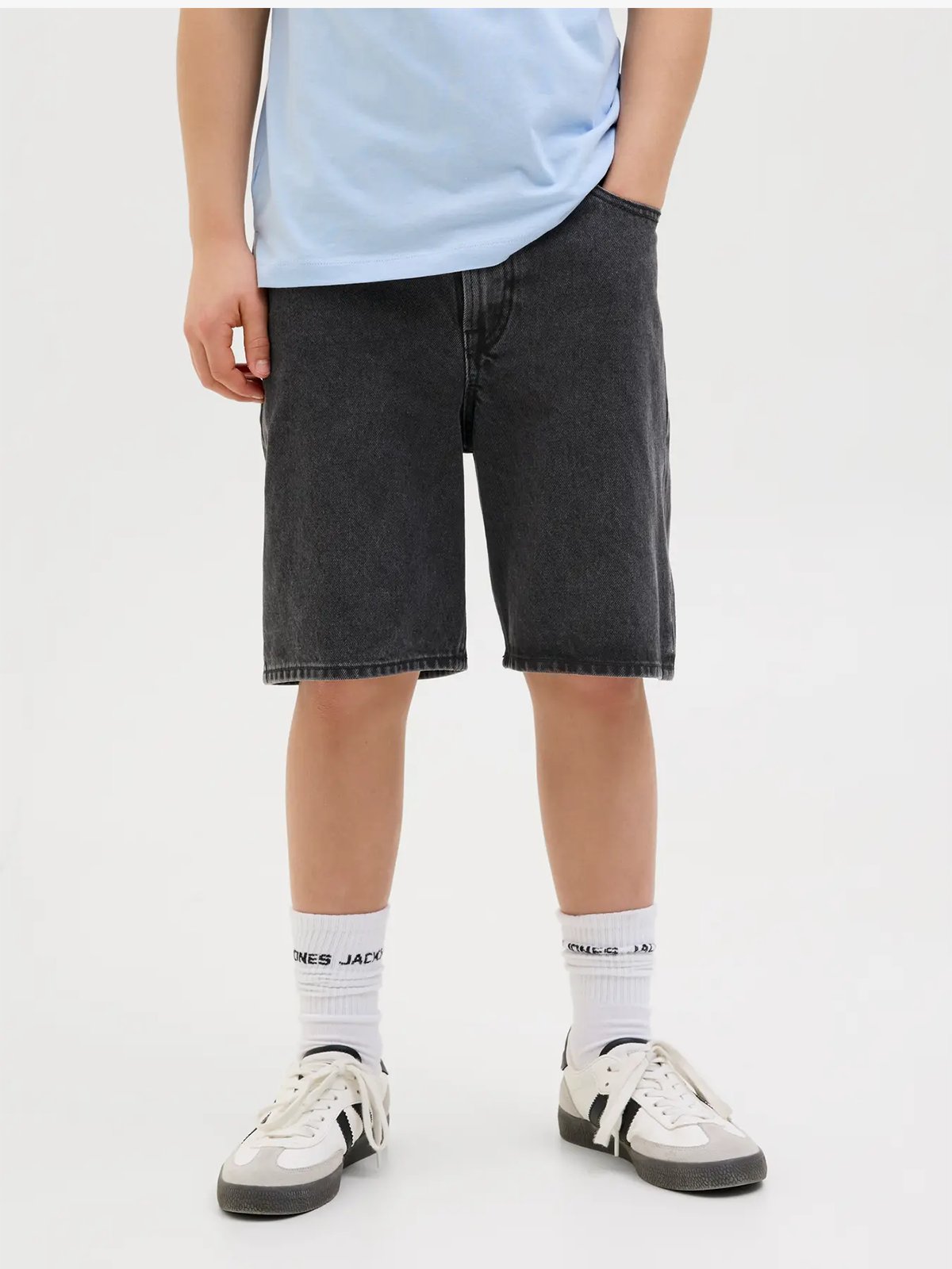 Jack and Jones Junior Tony Original Shorts Jnr Black Denim