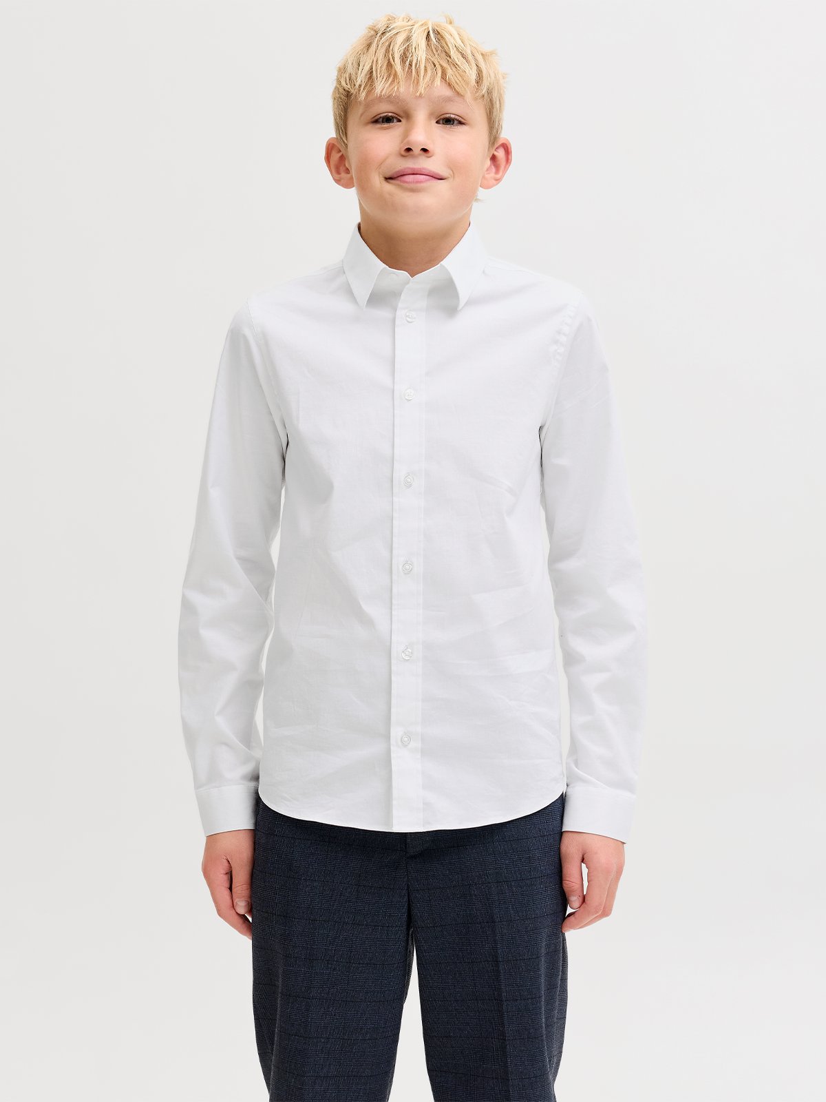 Jack and Jones Junior Junior Axel Stretch Shirt Long Sleeve White