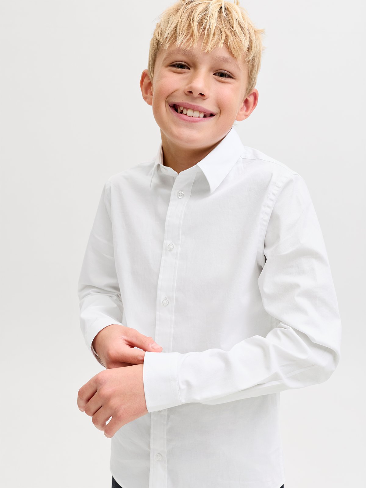 Jack and Jones Junior Junior Axel Stretch Shirt Long Sleeve White