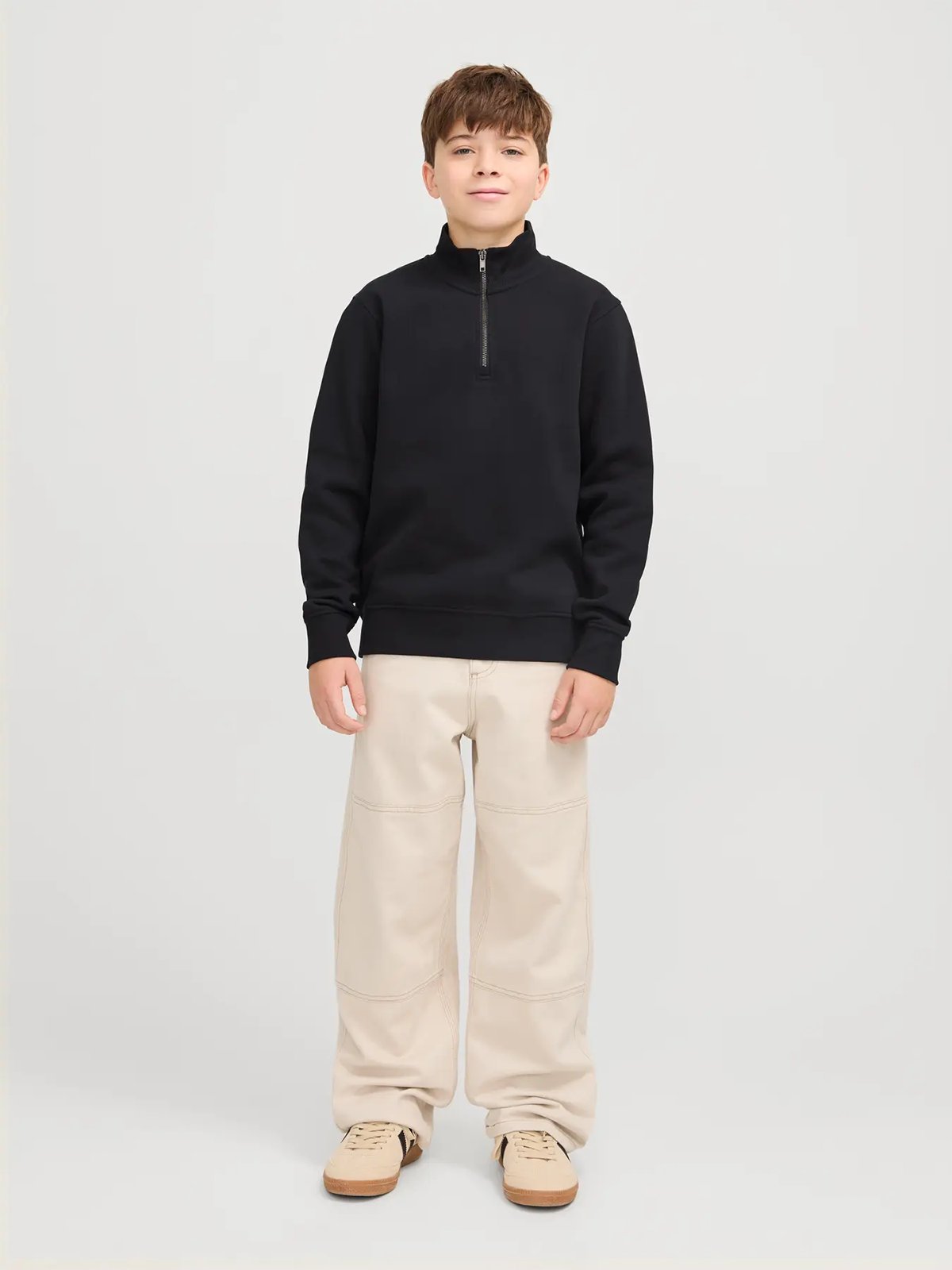 Jack and Jones Junior Bradley Sweat Half Zip Junior Black