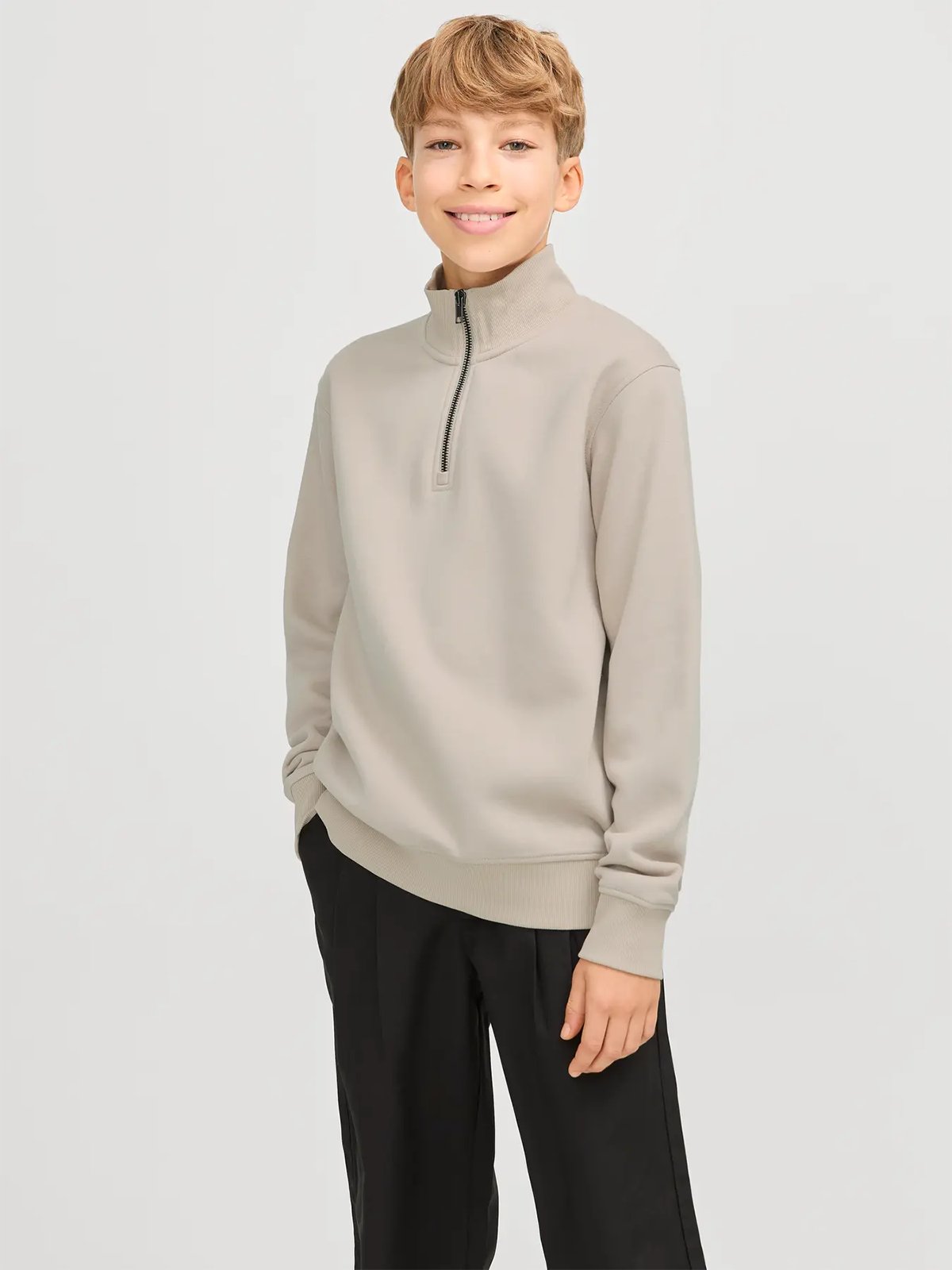 Jack and Jones Junior Bradley Sweat Half Zip Junior Moonbeam