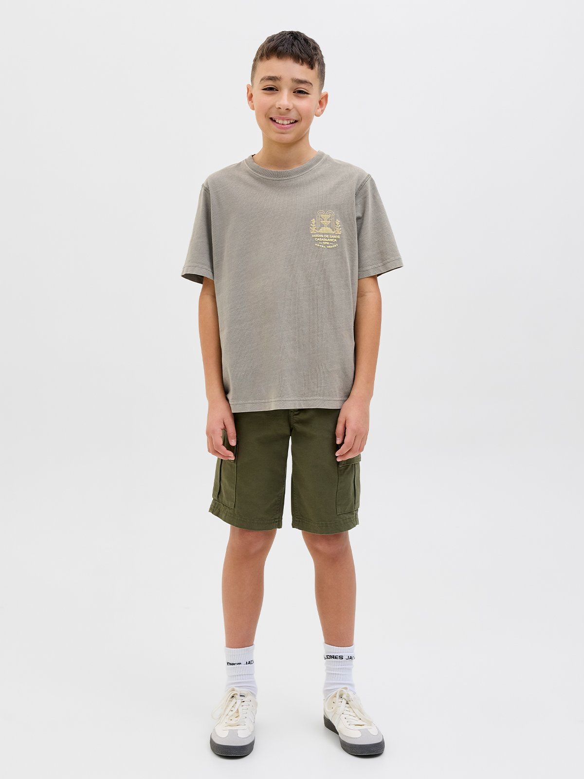 Jack and Jones Junior Junior Blumanson Short Sleeve Tee Junior Steeple Gray