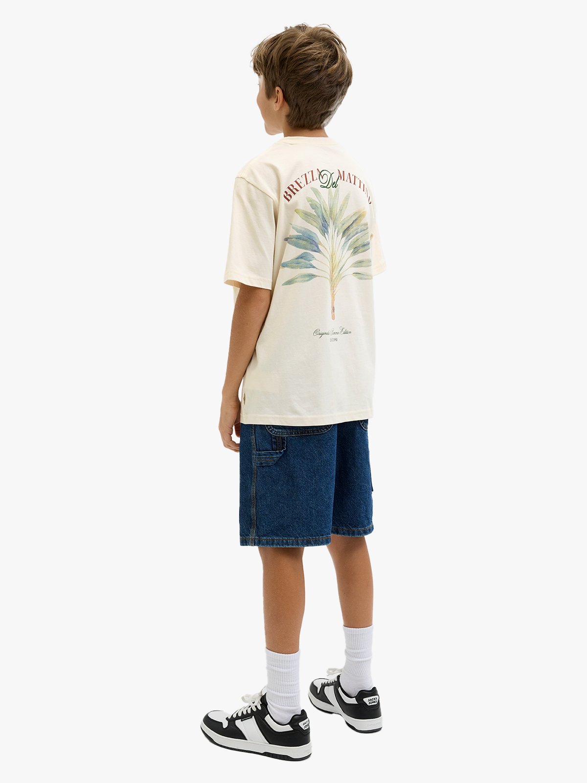 Jack and Jones Junior Hydra Cutout Tee Crew Neck Junior Antique White