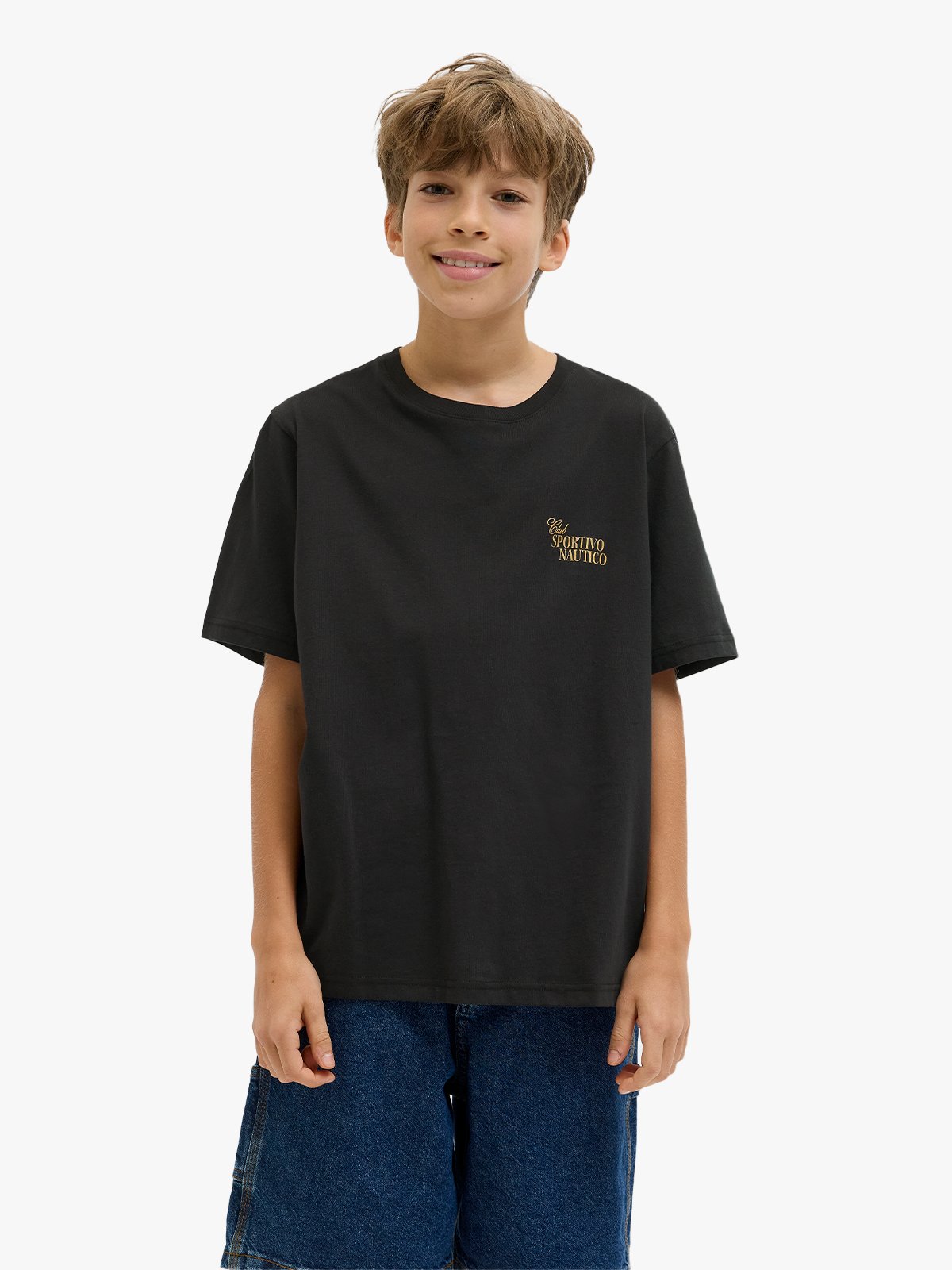 Jack and Jones Junior Hydra Cutout Tee Crew Neck Junior Black