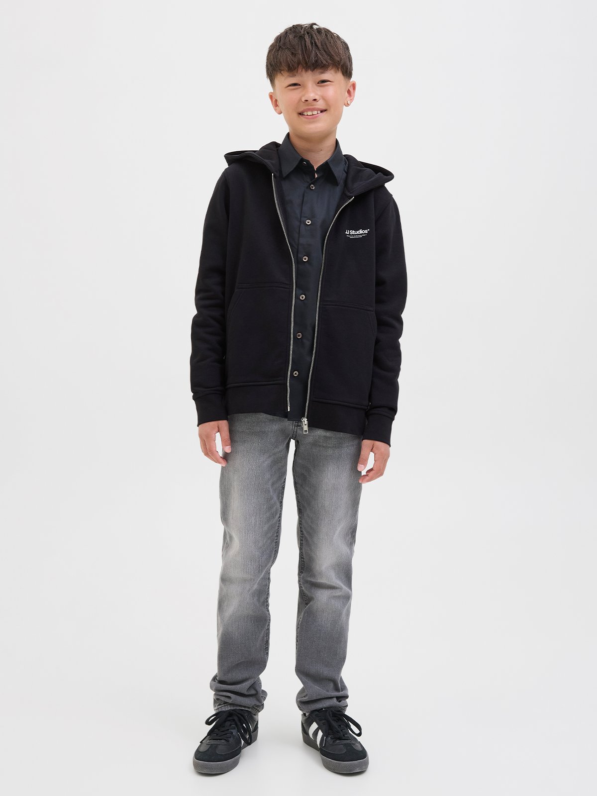 Jack and Jones Junior Soho Sweat Zip Hood Black