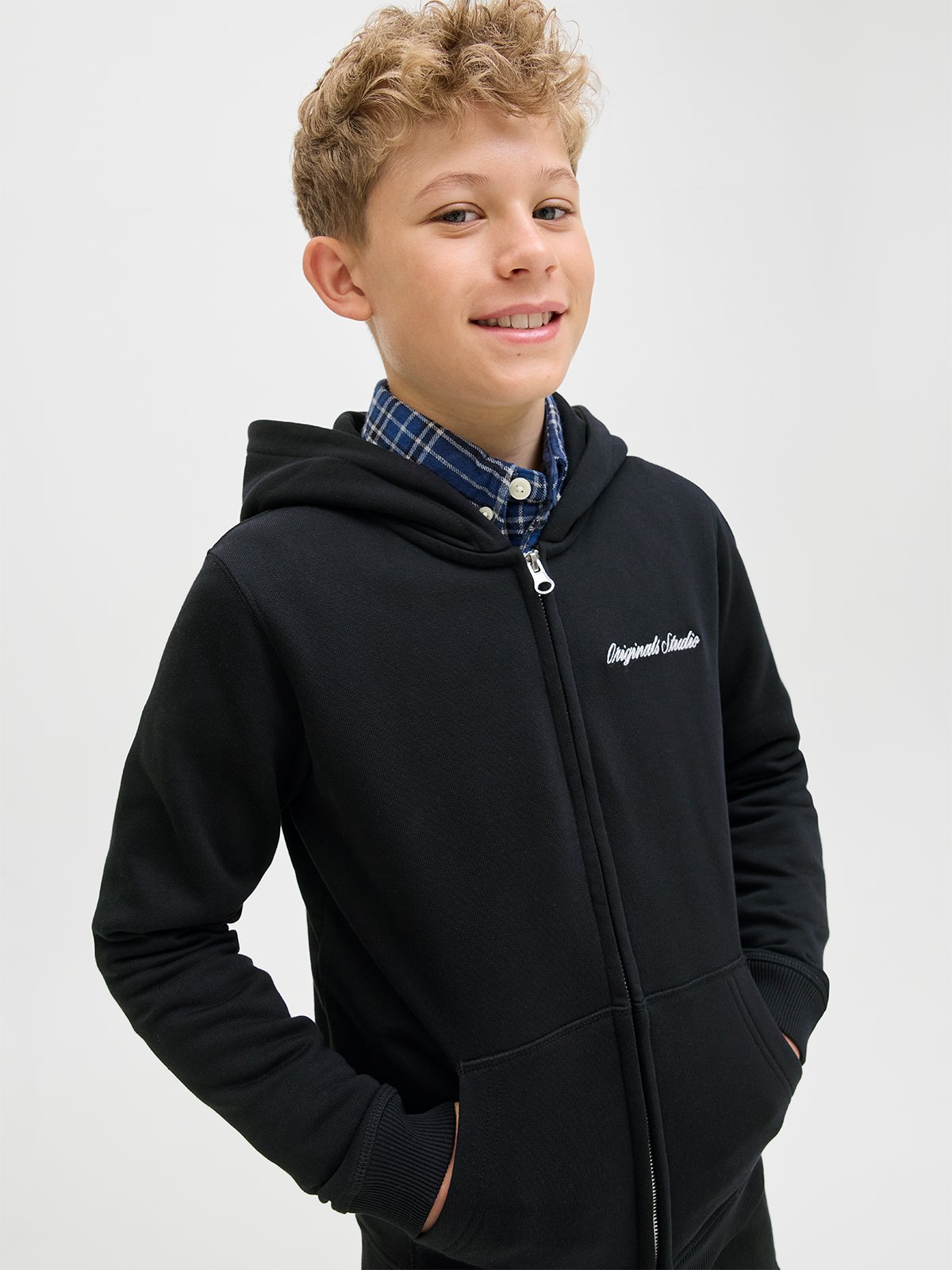 Jack and Jones Junior Norrebro Sweat Zip Hood Jnr Black
