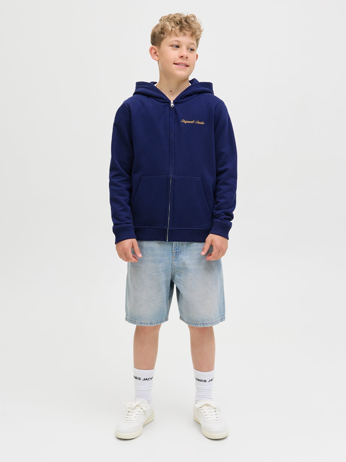 Jack and Jones Junior Norrebro Sweat Zip Hood Jnr Ocean cavern