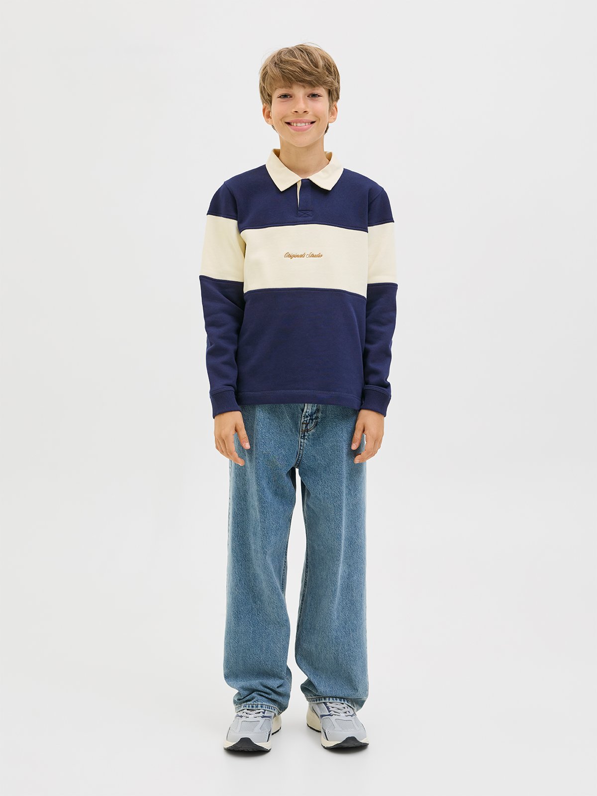 Jack and Jones Junior Norrebro Blocking Sweat Polo Ocean cavern