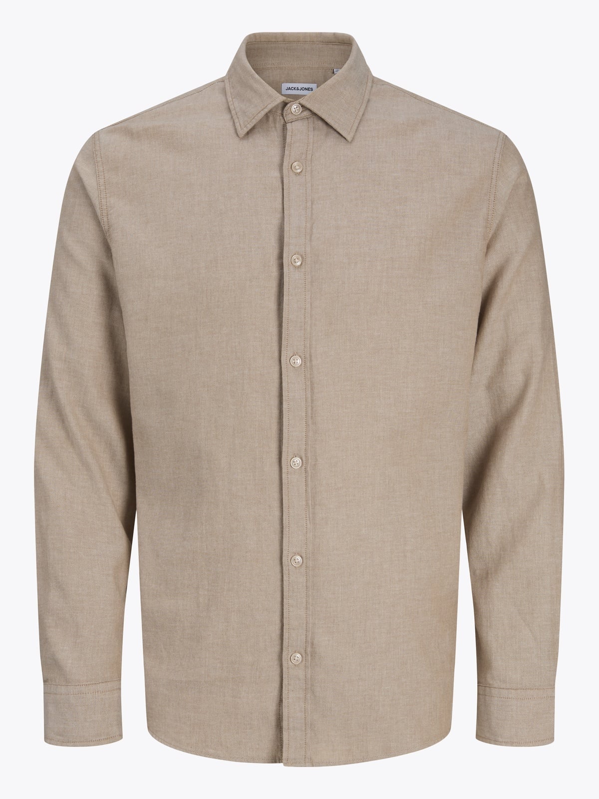 Jack and Jones Junior Field Melange Shirt Long Sleeve Oatmeal
