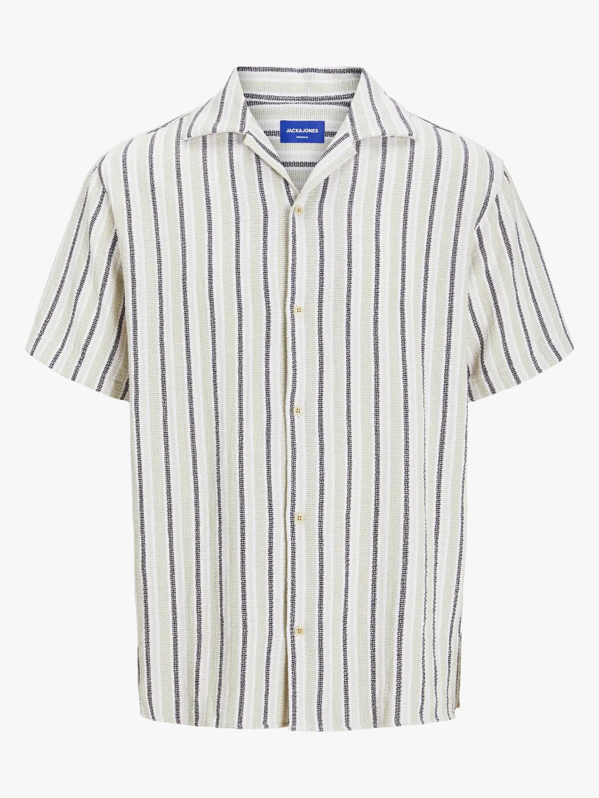 Jack and Jones Coba Stripe Resort Shirt Short Sleeve Celadon Tint