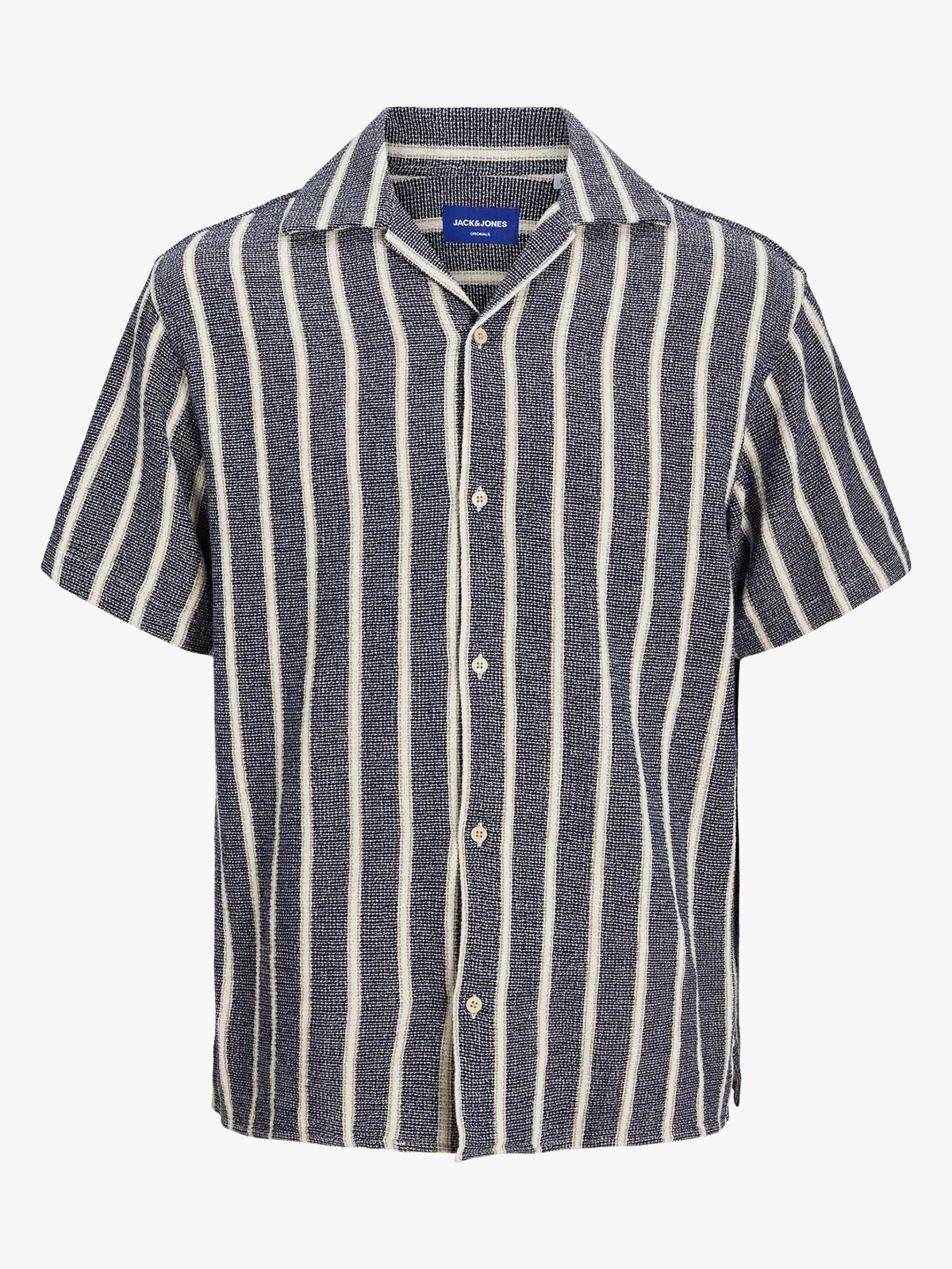 Jack and Jones Coba Stripe Resort Shirt Short Sleeve Ocean Cavern
