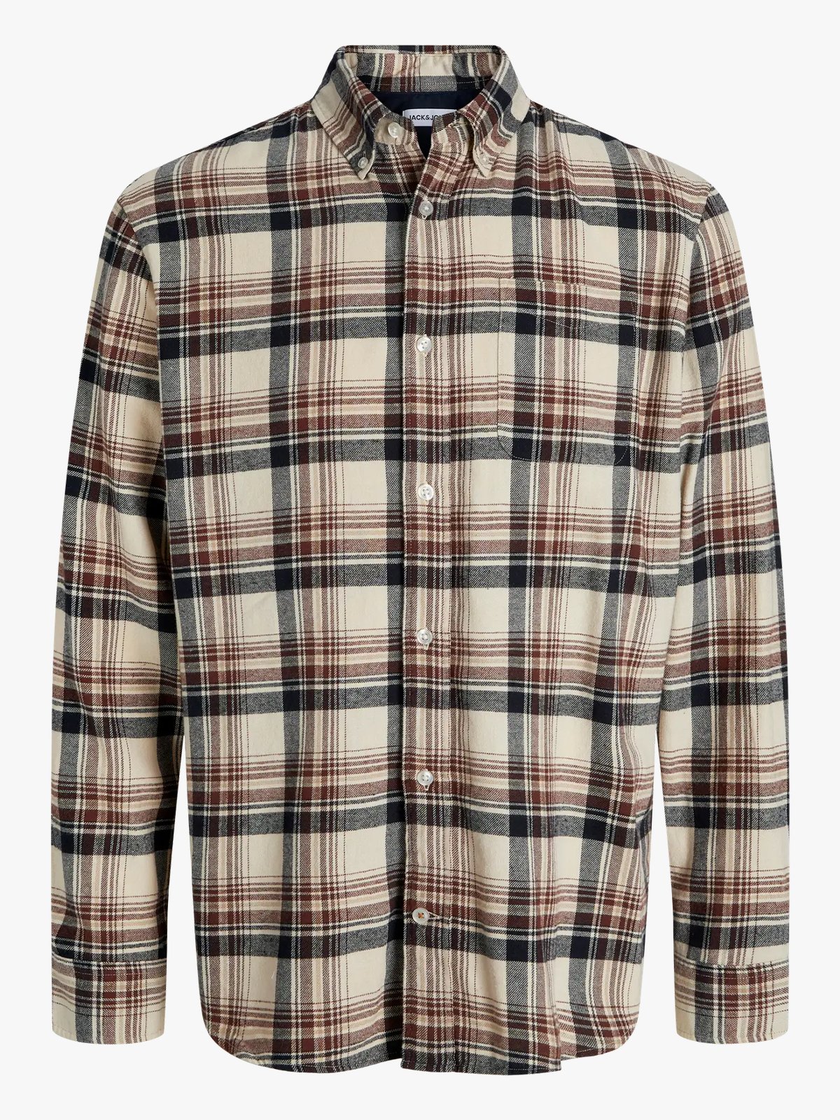 Jack and Jones Classic Flannel Check Shirt Long Sleeve Antique White