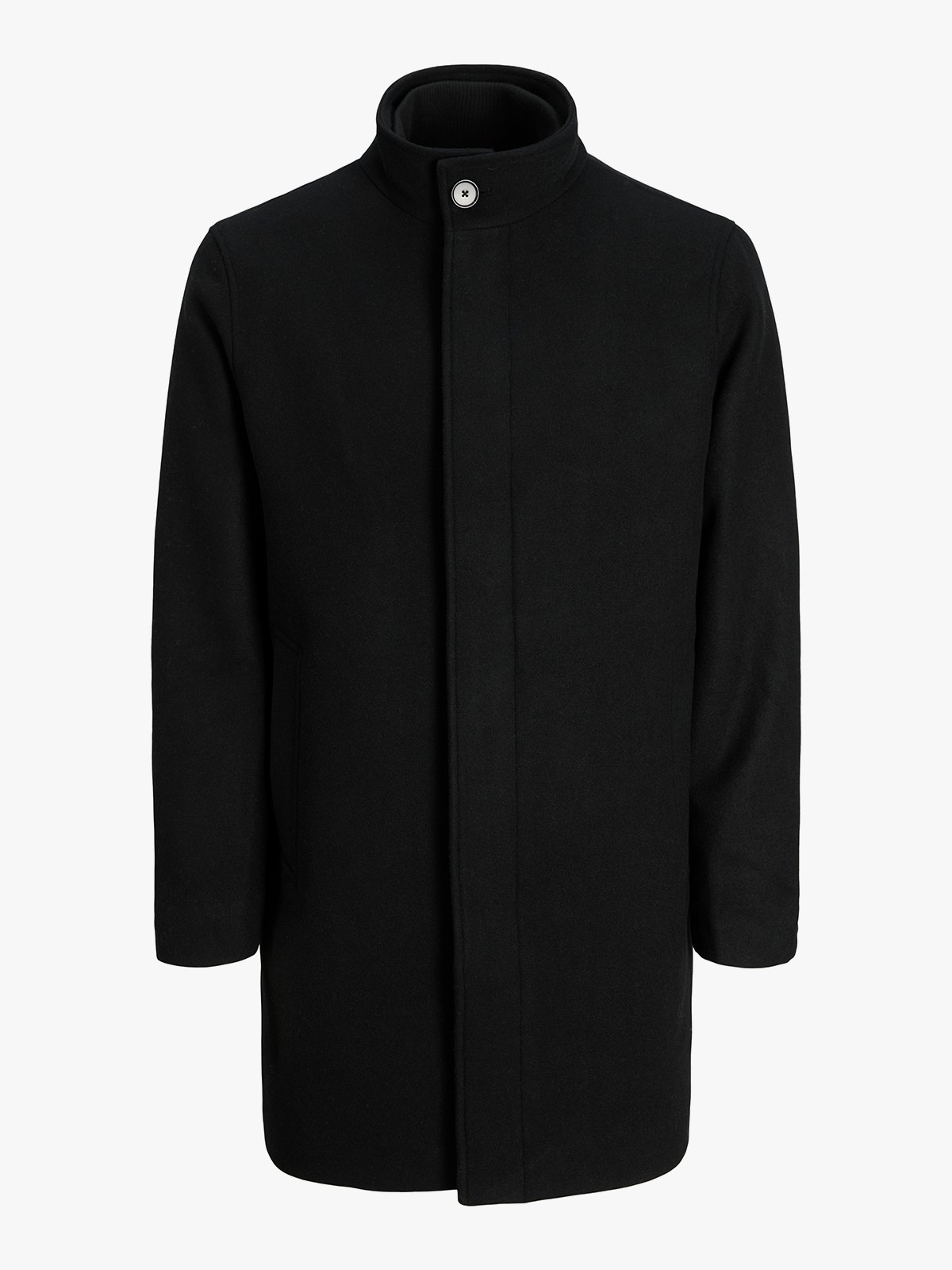 Jack and Jones Keith Wool Blend Stan Collar Coat Black