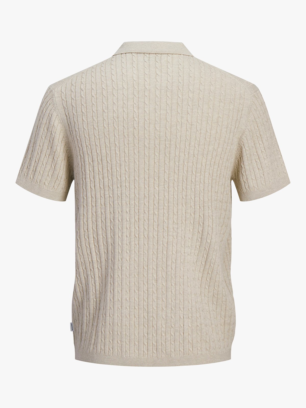 Jack and Jones Emil Knit Cable Polo Short Sleeve Oatmeal Melange