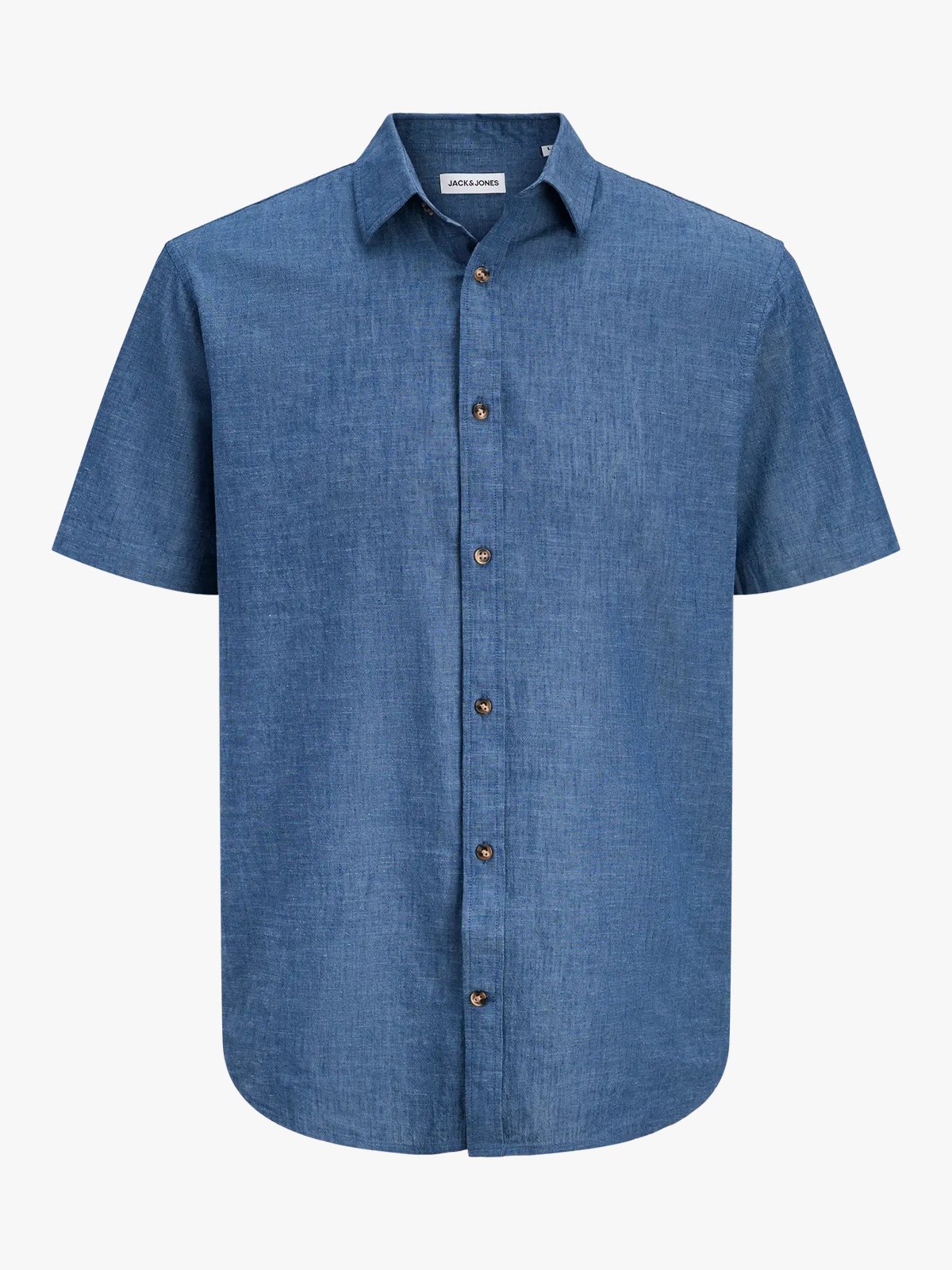 Jack and Jones Summer Linen Blend Shirt Short Sleeve Navy Blazer