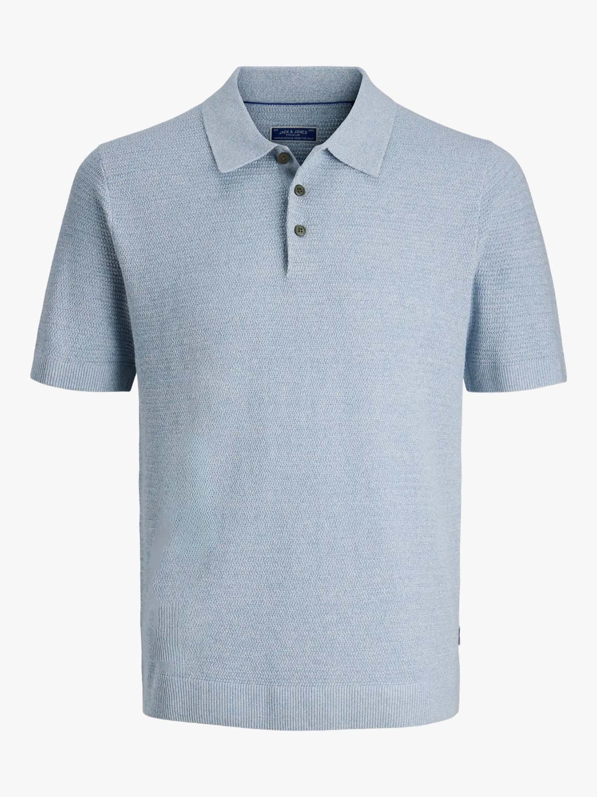 Jack and Jones Riley Knit Polo Short Sleeve Ashley Blue twist