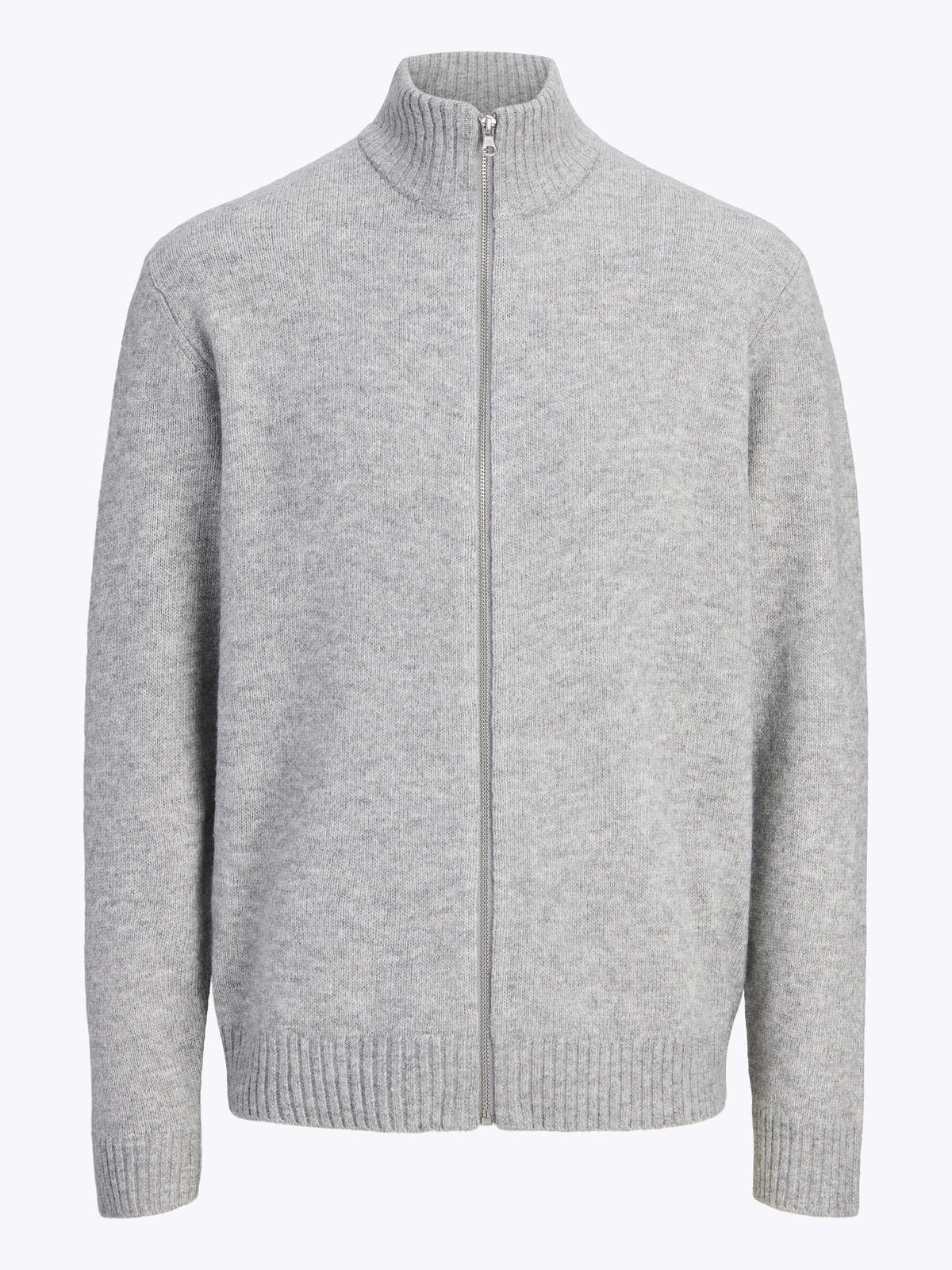 Jack & Jones Soho Ollie Knit High Neck Zip Cardigan Light Grey Melange