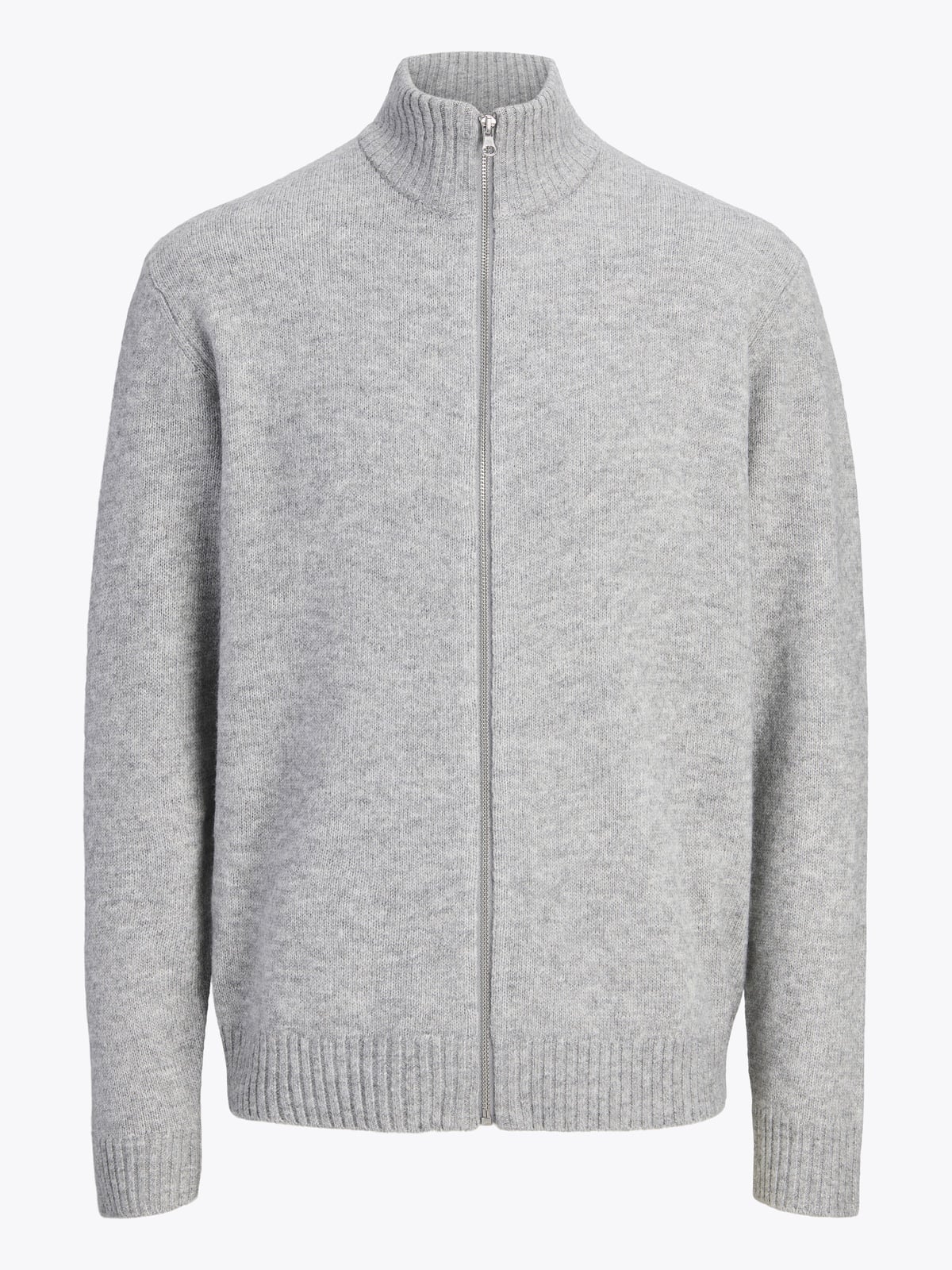 Jack & Jones Soho Ollie Knit High Neck Zip Cardigan Light Grey Melange