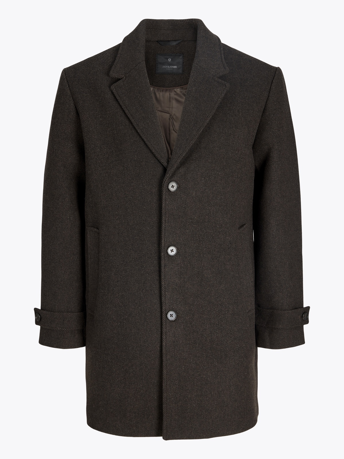 Jack & Jones Walter Wool Blend Coat Chocolate Brown