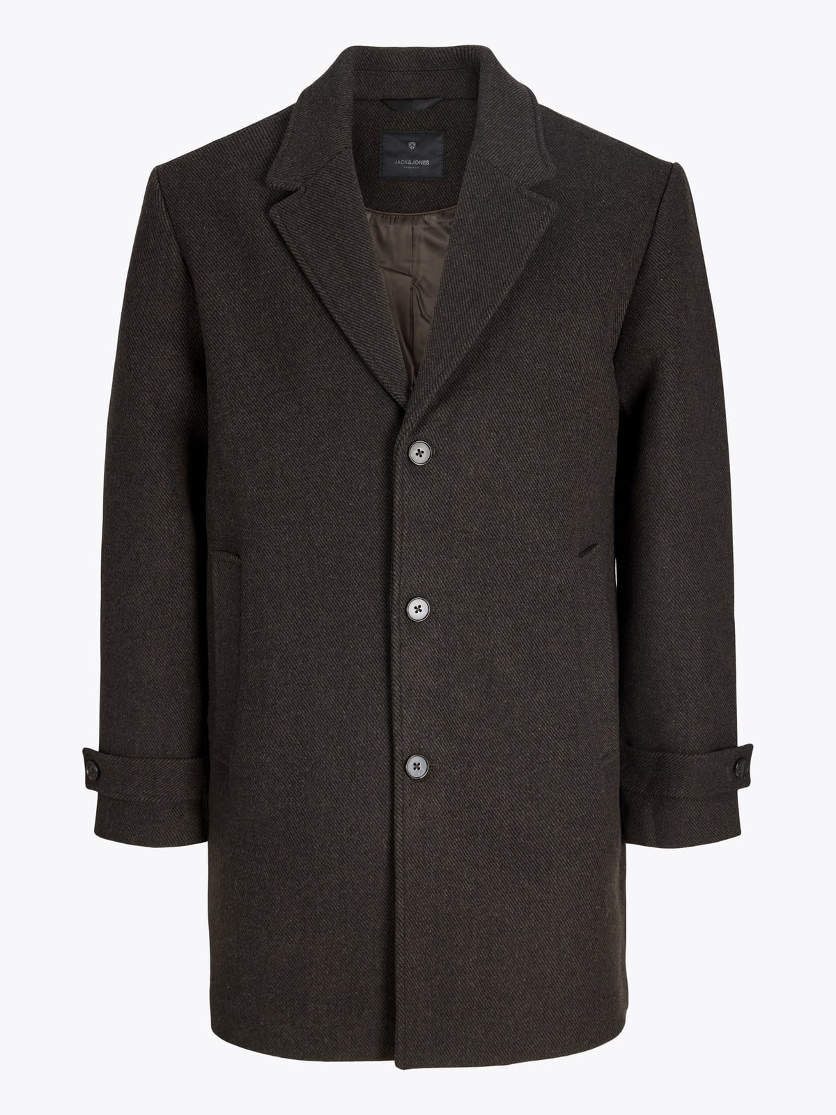Jack & Jones Walter Wool Blend Coat Chocolate Brown