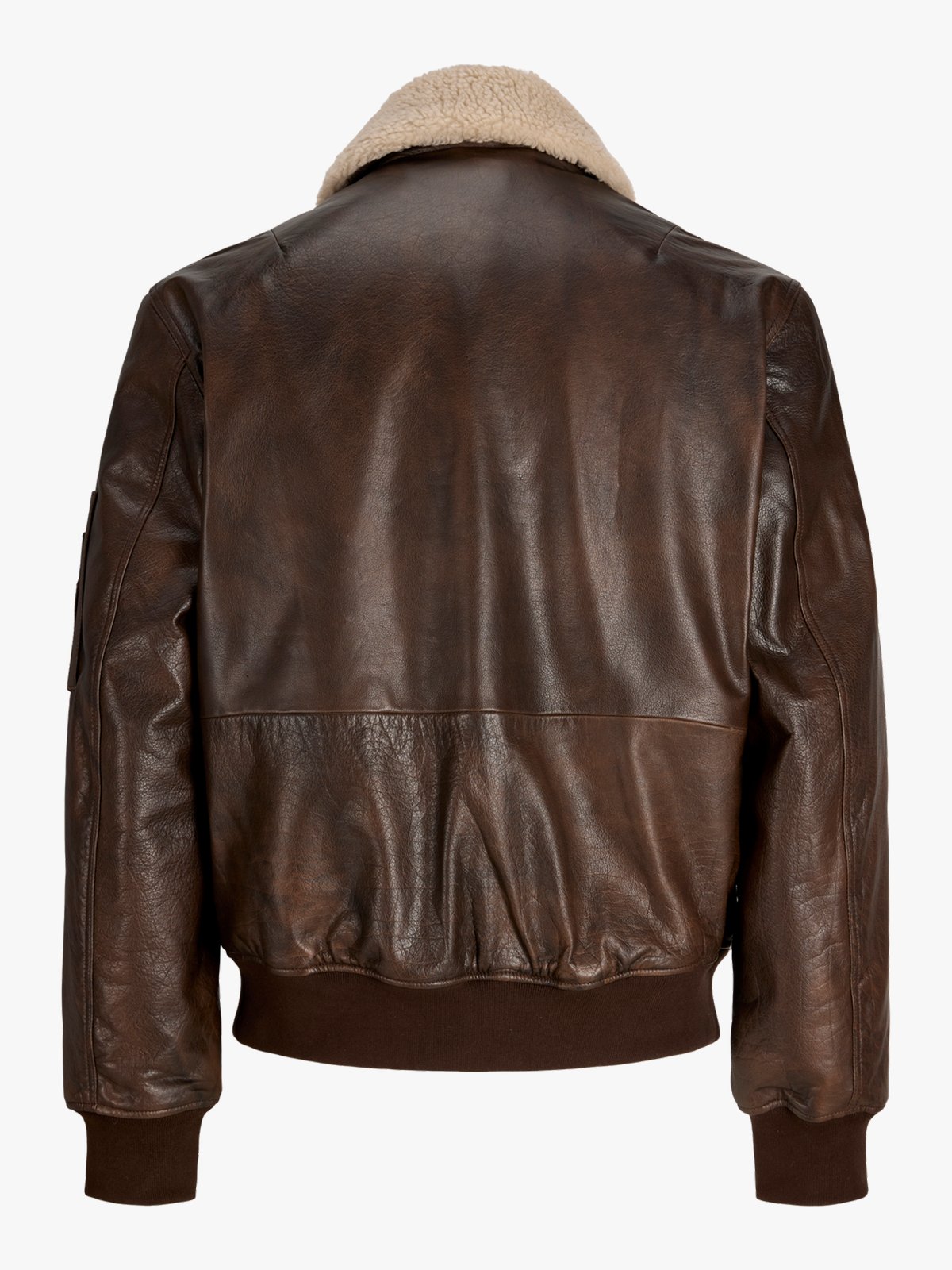Jack & Jones Hugh Leather Bomber Jacket Espresso