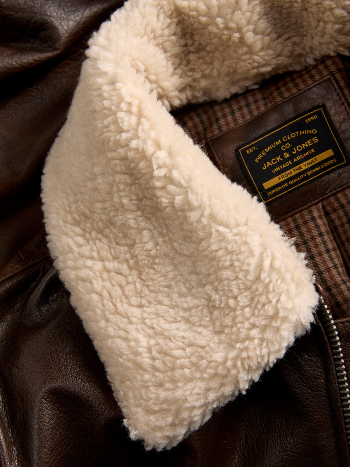 Jack & Jones Hugh Leather Bomber Jacket Espresso