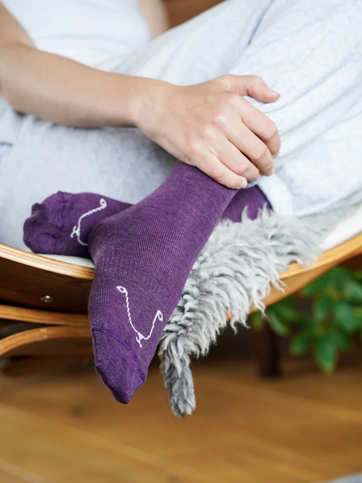 Kattnakken Ullsokk 3-pakk med mønster Barn Fiol