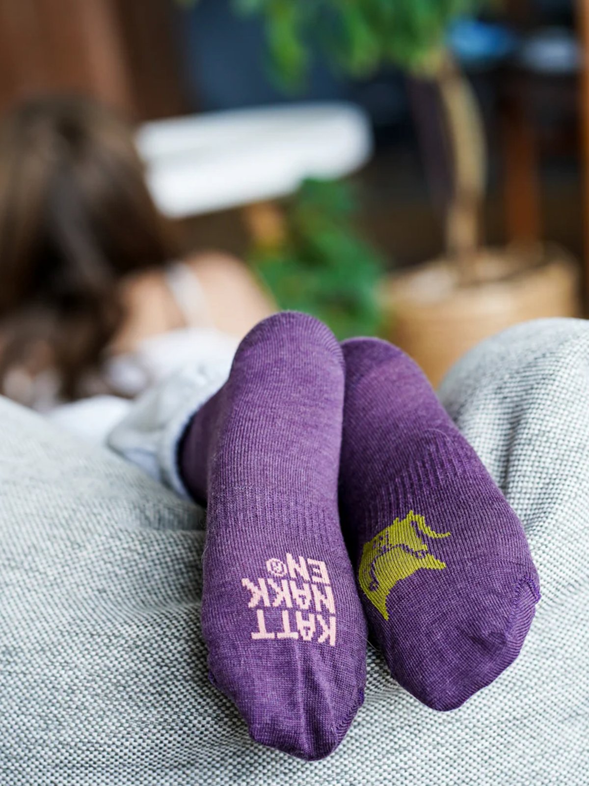 Kattnakken Ullsokk 3-pakk med mønster Barn Fiol