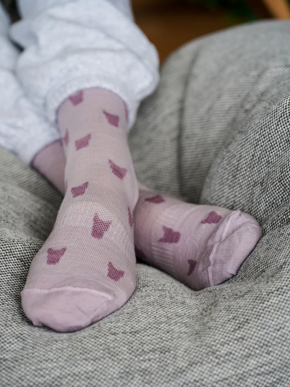 Kattnakken Ullsokk 3-pakk med mønster Barn Fiol